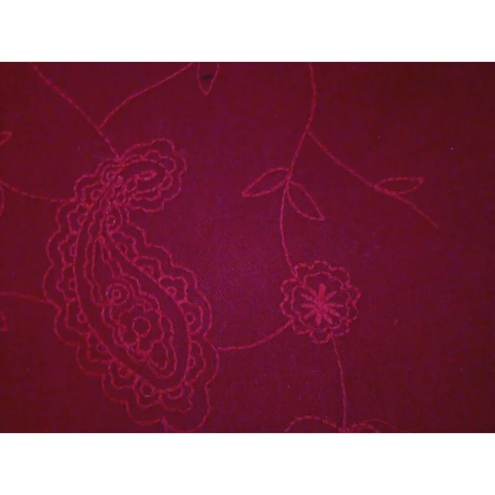 Maroon Burgundy Fabric Piece 18 x 44 in Machine Embroidered Paisley Fall Autumn